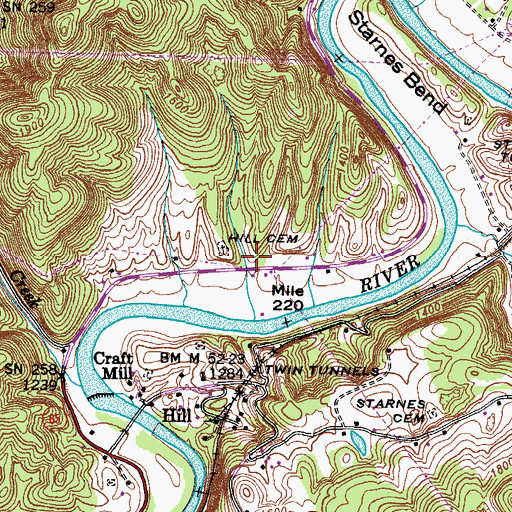 Topographic Map of Edwards Cemetery, VA