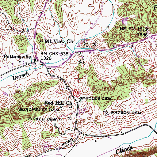 Topographic Map of Hood Cemetery, VA