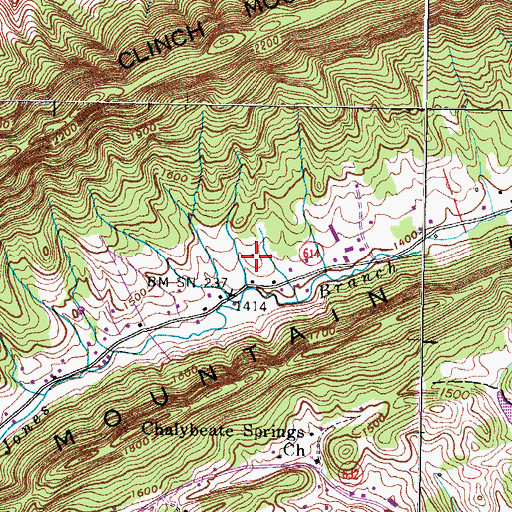 Topographic Map of Fields Cemetery, VA