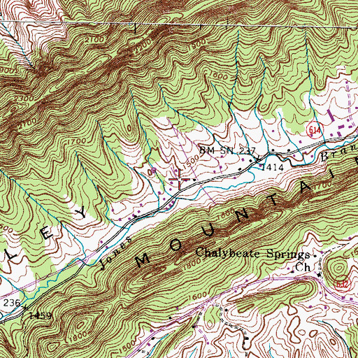 Topographic Map of Fields Cemetery, VA