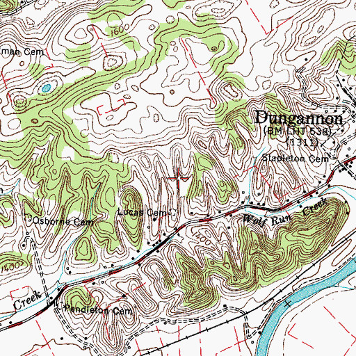 Topographic Map of Fields Cemetery, VA