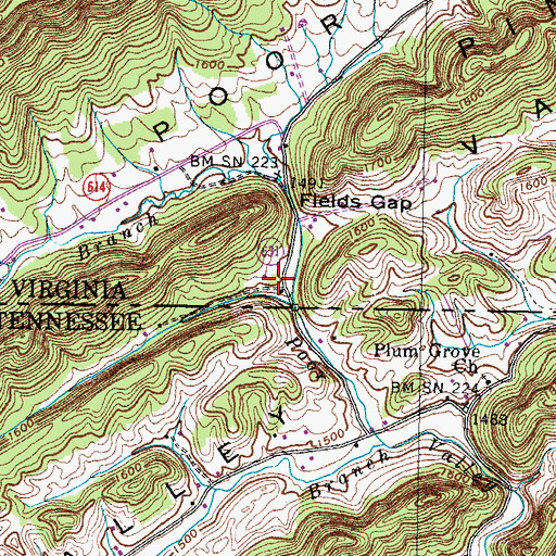 Topographic Map of Fields Old Cemetery, VA