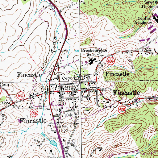 Topographic Map of Fincastle Presbyterian Cemetery, VA