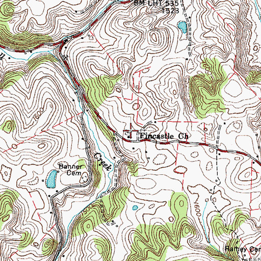 Topographic Map of Fincastle Church Cemetery, VA