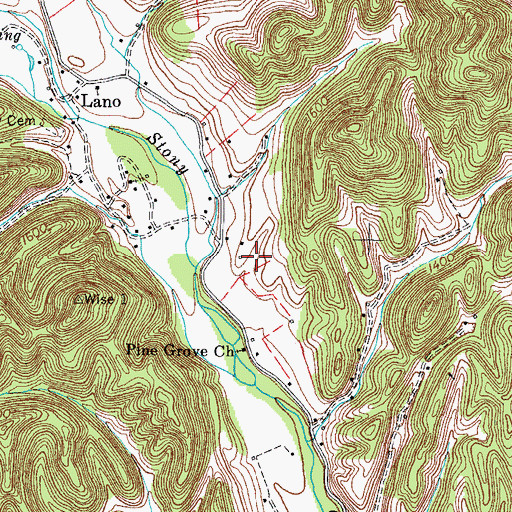 Topographic Map of Flanary Cemetery, VA