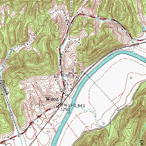Topographic Map of Flanary Cemetery, VA
