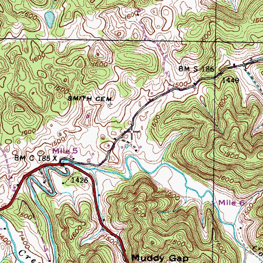 Topographic Map of Garlin Smith Cemetery, VA