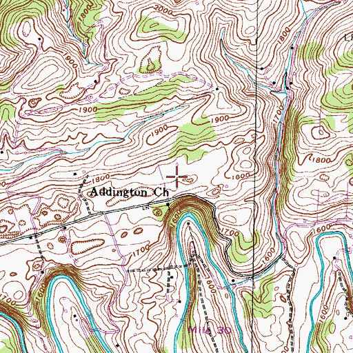 Topographic Map of Addington Cemetery, VA