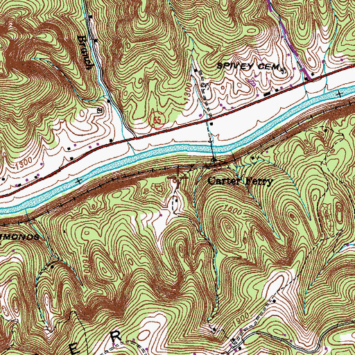 Topographic Map of Carter Cemetery, VA