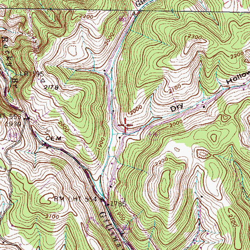 Topographic Map of Gillenwaters Cemetery, VA