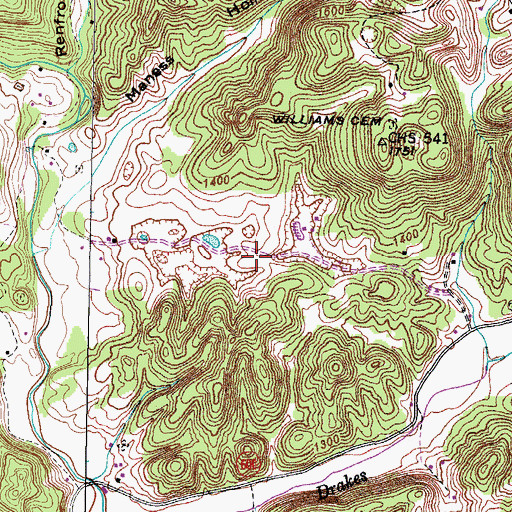 Topographic Map of Gilliam - Wade Cemetery, VA