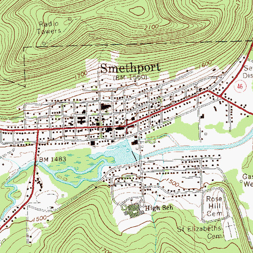 Topographic Map of Smethport Police Department, PA