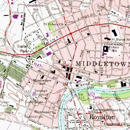 Topographic Map of Middletown Borough Police Department, PA
