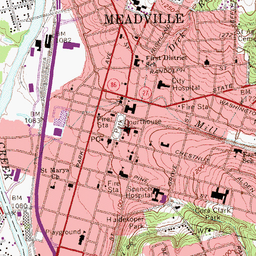 Topographic Map of Crawford County Sheriff's Department, PA