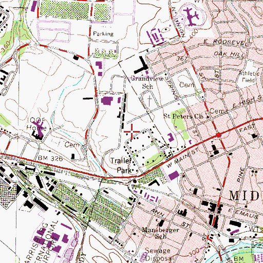 Topographic Map of Penn State University Police, PA