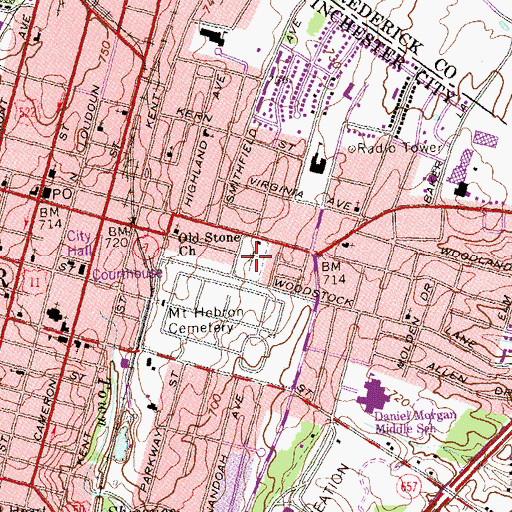 Topographic Map of Winchester National Cemetery, VA