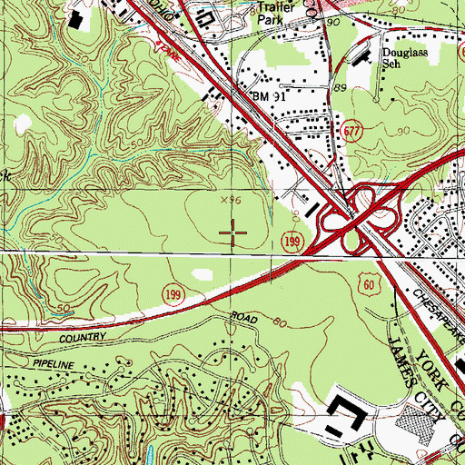 Topographic Map of Riverside Doctors' Hospital, VA