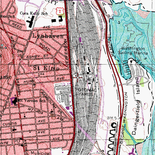 Topographic Map of Alexandria Fire Department Station 209 Potomac Yards, VA