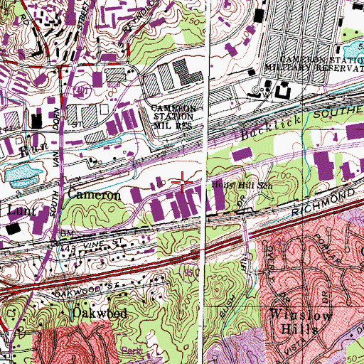 Topographic Map of Alexandria Fire Department Station 210 Eisenhower Valley, VA