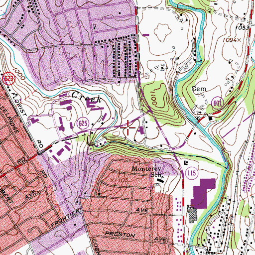 Topographic Map of Roanoke County Fire and Rescue Station 1 North County Fire and Rescue, VA