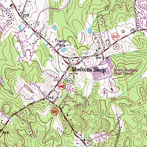 Topographic Map of Stafford County Fire and Rescue Department Station 14 North Stafford, VA