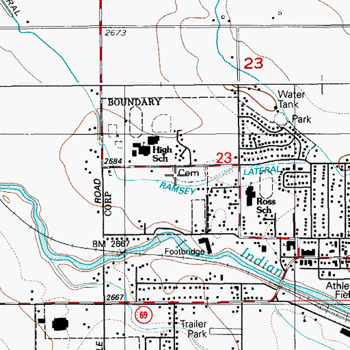 Topographic Map of Kuna Cemetery, ID
