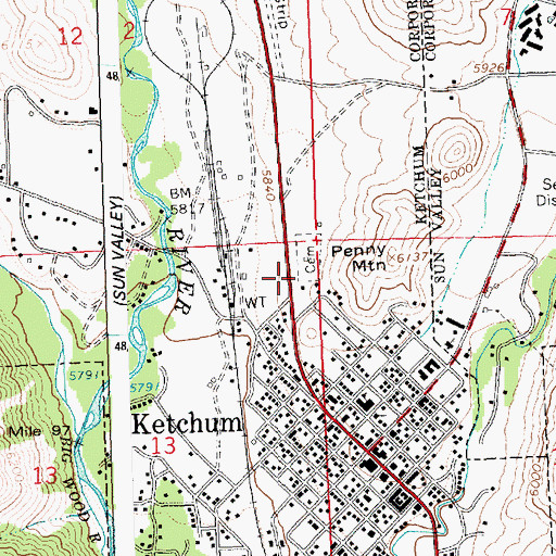 Topographic Map of Ketchum Cemetery, ID