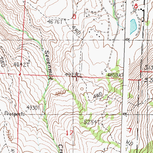 Topographic Map of Adams Family Cemetery, ID