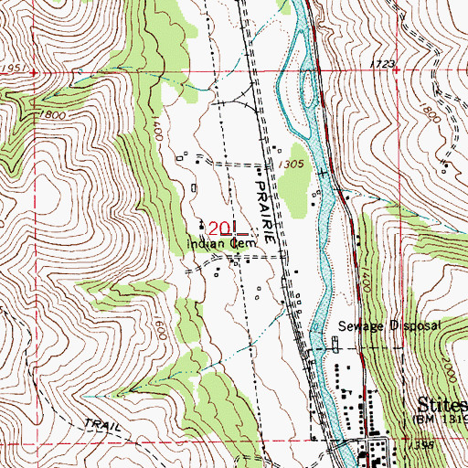 Topographic Map of Stites Indian Church Cemetery, ID