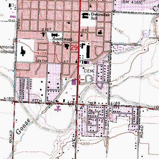 Topographic Map of Gem Memorial Cemetery, ID