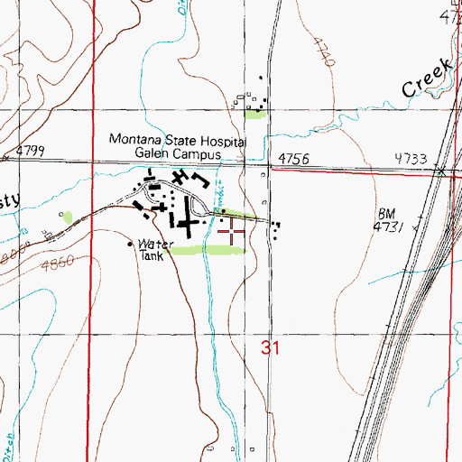 Topographic Map of Reintegrating Youthful Offenders Juvenile Correctional Facility, MT