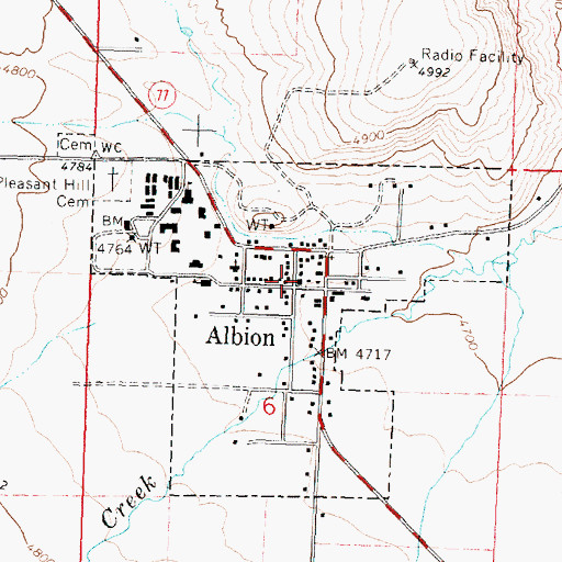 Topographic Map of Albion Post Office, ID