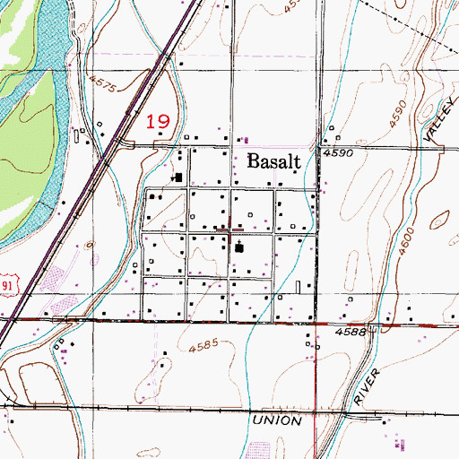 Topographic Map of Basalt Post Office, ID