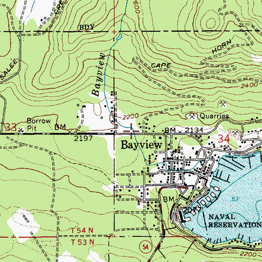 Topographic Map of Bayview Post Office, ID