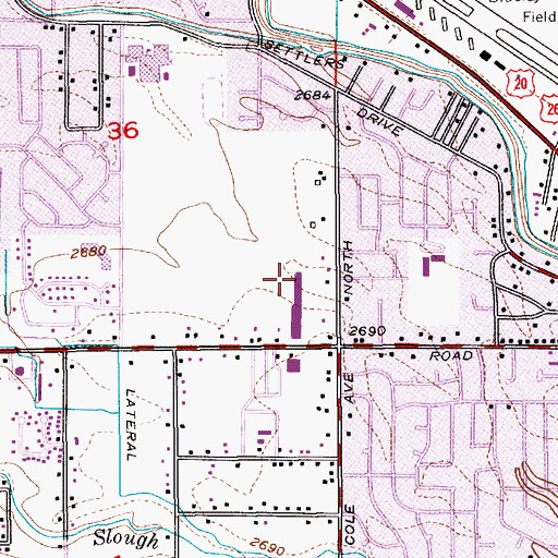 Topographic Map of Cole Village Post Office, ID