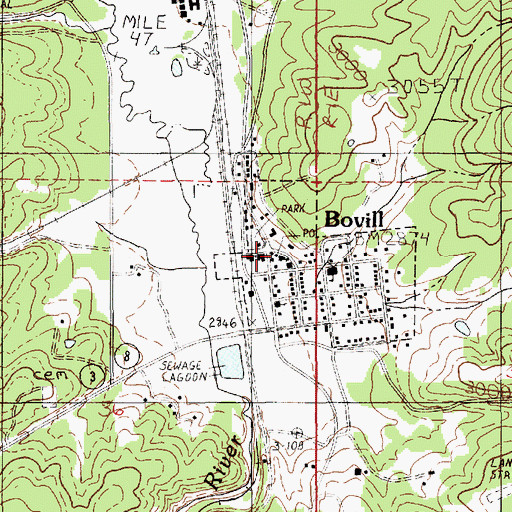 Topographic Map of Bovill Post Office, ID