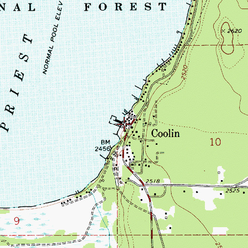 Topographic Map of Coolin Post Office, ID