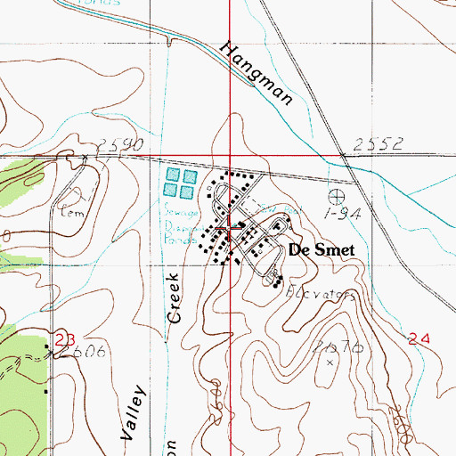 Topographic Map of De Smet Post Office, ID