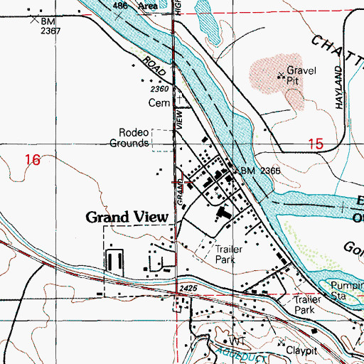 Topographic Map of Grand View Post Office, ID
