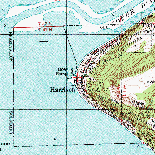 Topographic Map of Harrison Post Office, ID
