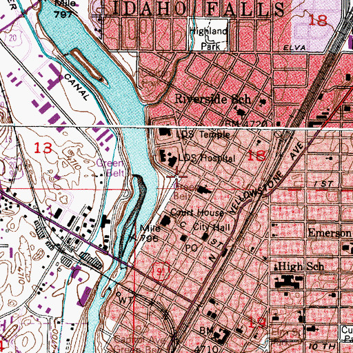 Topographic Map of Eagle Rock Post Office, ID