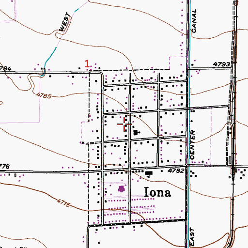 Topographic Map of Iona Post Office, ID