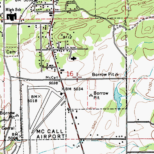 Topographic Map of Mccall Post Office, ID