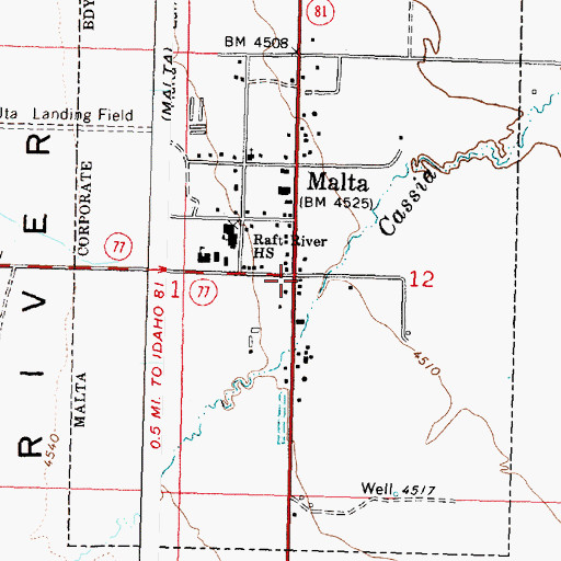 Topographic Map of Malta Post Office, ID