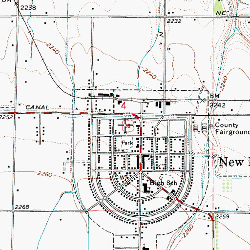Topographic Map of New Plymouth Post Office, ID