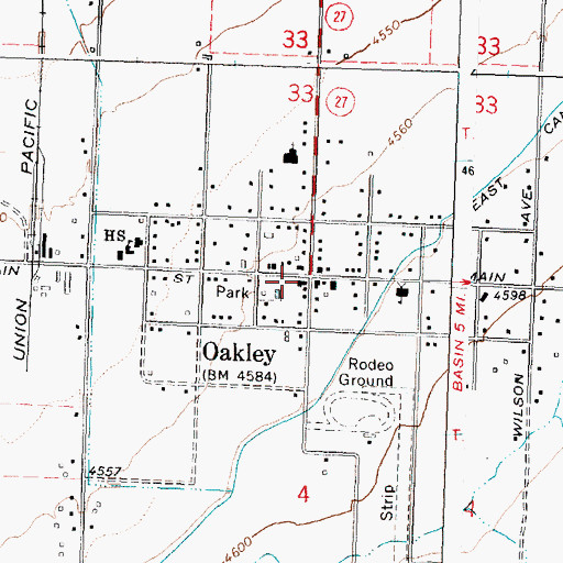 Topographic Map of Oakley Post Office, ID
