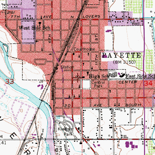 Topographic Map of Payette Post Office, ID