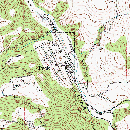 Topographic Map of Peck Post Office, ID