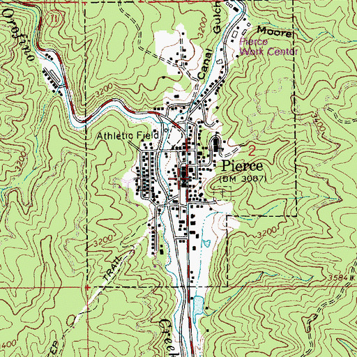 Topographic Map of Pierce Post Office, ID