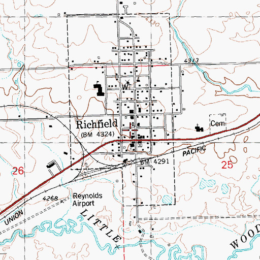 Topographic Map of Richfield Post Office, ID